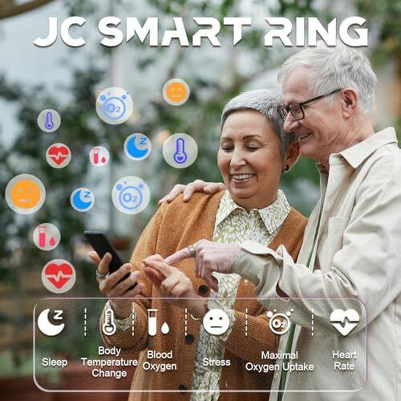 Jcring Smart Ring Fitness Tracker, Sleep Tracking Wearable, Accurate 10