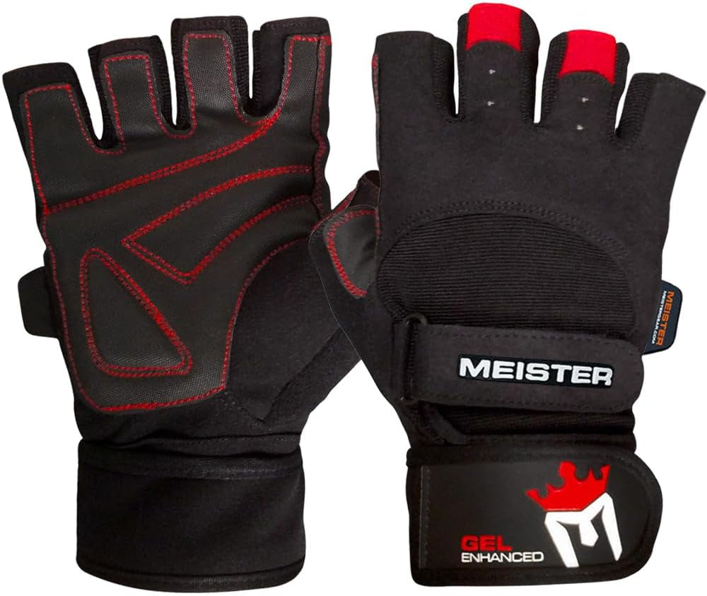 Meister Wrist Wrap Weight Lifting Gloves W/Gel Padding