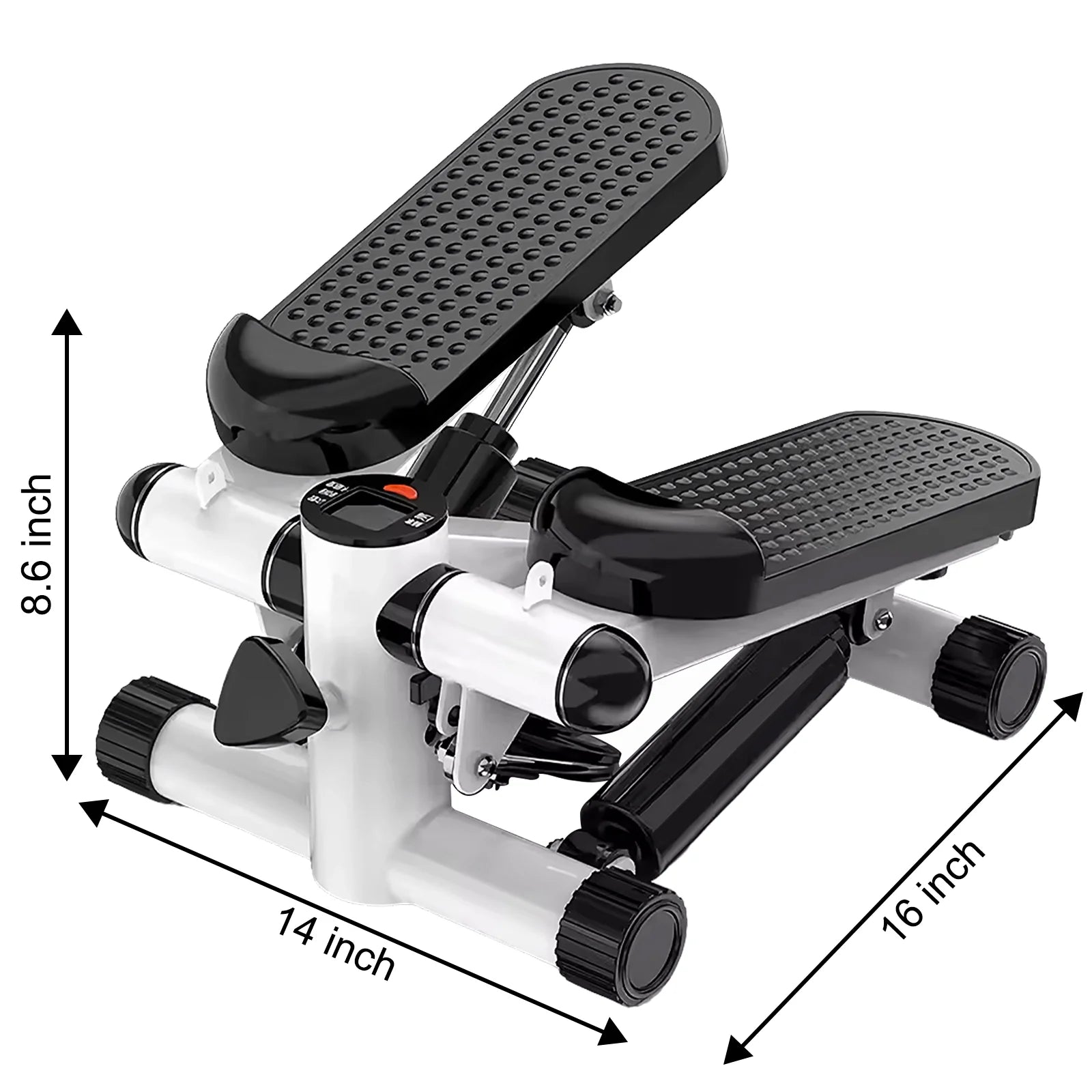 Stusgo Stepper for Exercise, Portable Mini Stair Stepper with Digital Display, Stepper with Resistance Bands for Exercise, Suitable up and down Swing Twist for Home, Office, Outdoor White