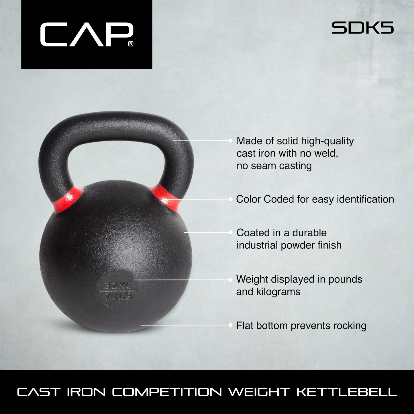 CAP Barbell Cast Iron Competition Weight Kettlebell, 9Lbs