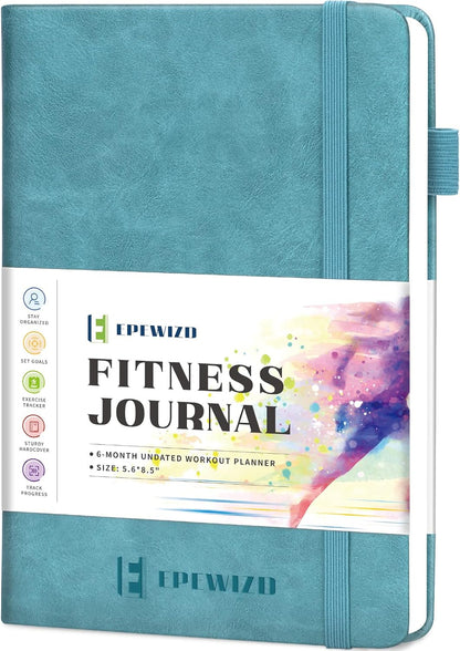 Fitness Journal Hardcover 6- Month Workout Planner Undated Workout Log Book Home Gym Accessories for Women and Man(Green)