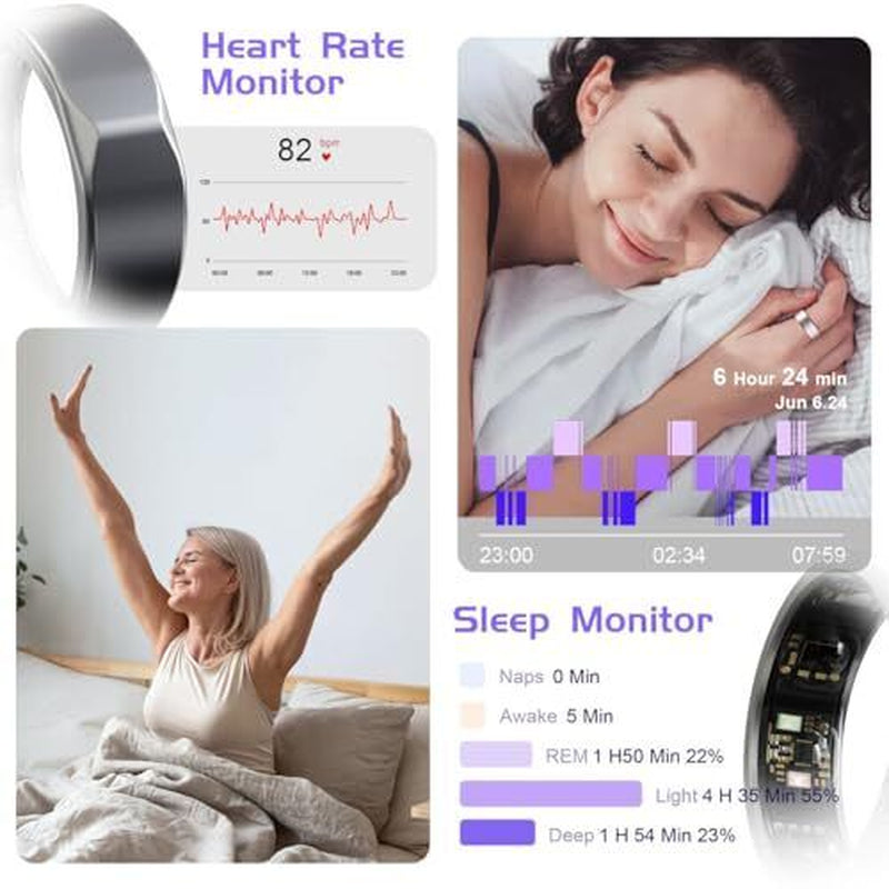 Jcring Smart Ring Fitness Tracker, Sleep Tracking Wearable, Accurate 10