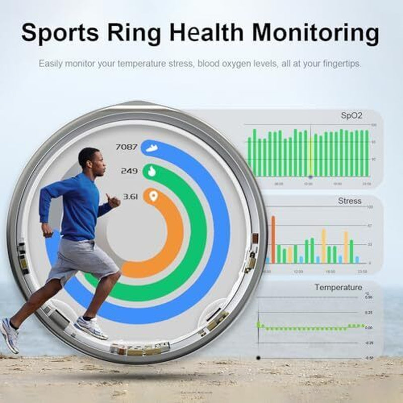 Jcring Smart Ring Fitness Tracker, Sleep Tracking Wearable, Accurate 10